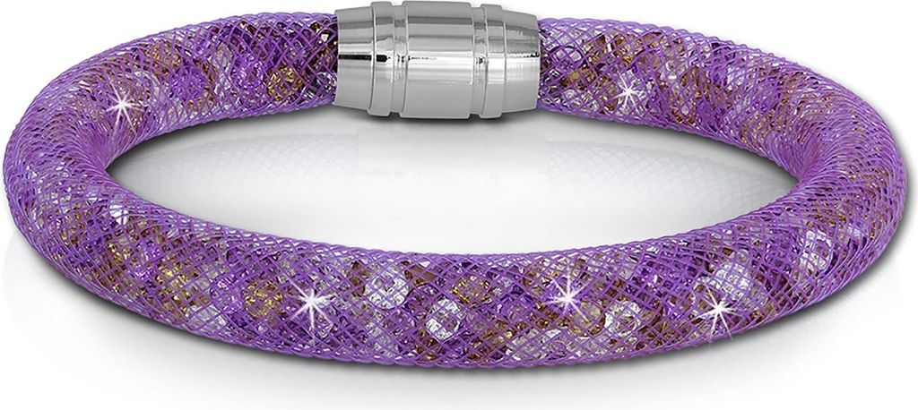 SilberDream Damen-Armband 18cm bunt Mini Kristalle Edelstahl Nylon SDA050F9