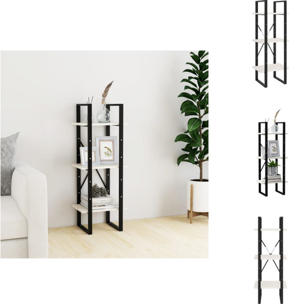 vidaXL Bücherregal 3 Fächer Weiß 40x30x105 cm Massivholz Kiefer - Bücherregale & Bücherschränke
