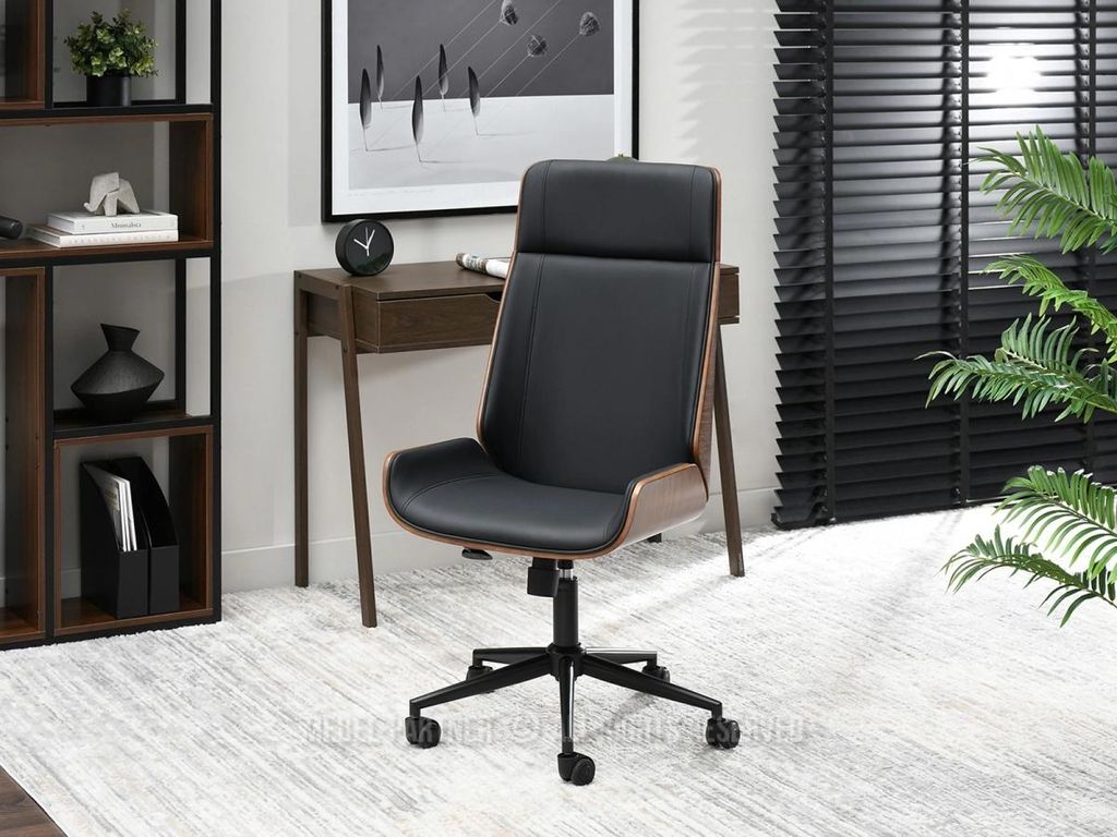 Fauteuil pivotant AURY - noir / noyer Image du produit 