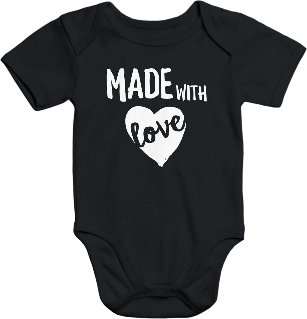 Baby-Body Made with Love Herz kurzarm Baumwolle Aufdruck Moonworks schwarz 0-3 Monate