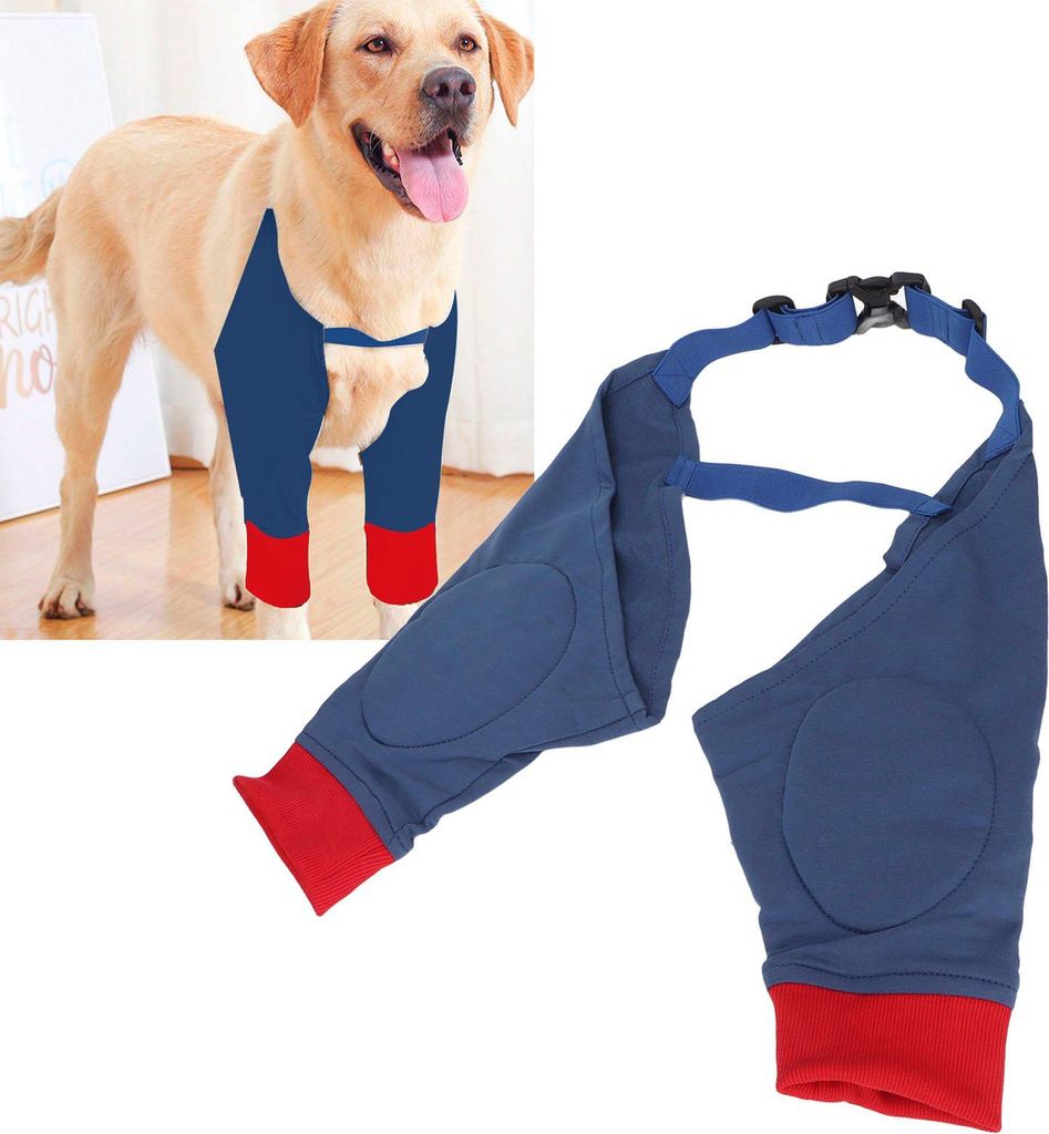 Hund Vorderbeinschienen weich gepolstert elastisch atmungsaktiv Gelenkschutz Hund Recovery Sleeve Rot Blau XL