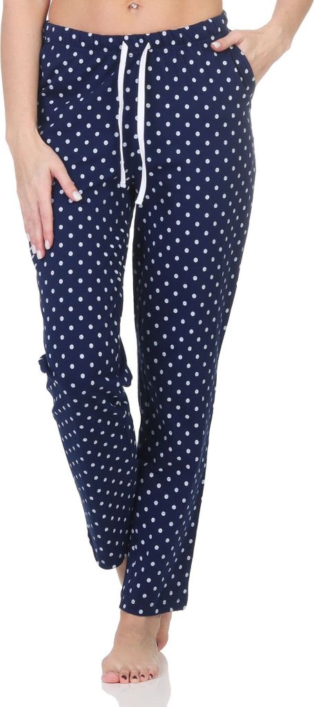 Damen Schlafanzug Pyjama Hose lang Mix & Match - perfekt zu kombinieren ; punkte_marine , 44