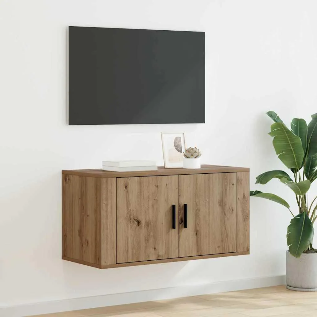 Porta TV a Muro Maison Exclusive Rovere Artigianale 80x34,5x40 cm