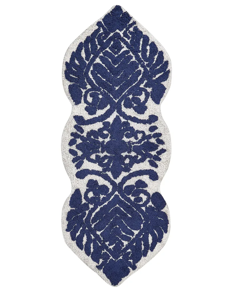 Tapis de Bain en Coton Bleu Forme Originale 150 cm pour Déco de Luxe