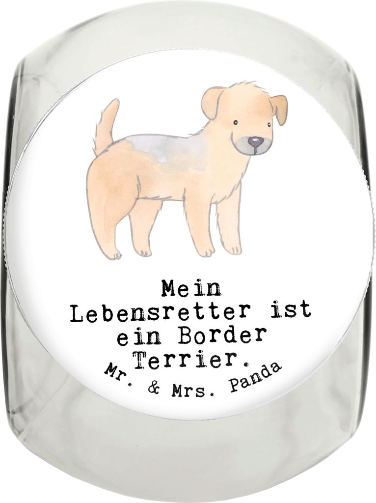 Mr. & Mrs. Panda Dose Border Terrier Lebensretter L 870ml - Weiß - Geschenk, Keksdose, glasbehälter, leckerlidose, Vorratsbehälter, Aufbewahrung...