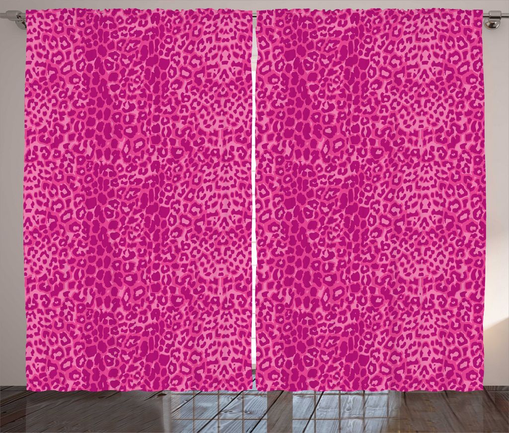 ABAKUHAUS Rosa Rustikaler Vorhang, Abstrakt Leopard-Haut-Muster, Wohnzimmer Universalband Gardinen mit Schlaufen und Haken, 280 x 225 cm, Mehrfarbig