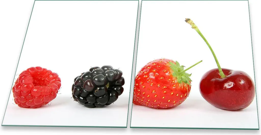 Copri Piano Cottura Vetro Temperato 2 Pezzi 40x52 Frutta Rosso Protezione