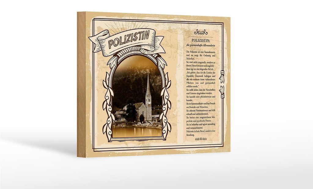 Holzschild Berufe 18x12 cm Polizist Staatsdiener Ordnung Dekoration