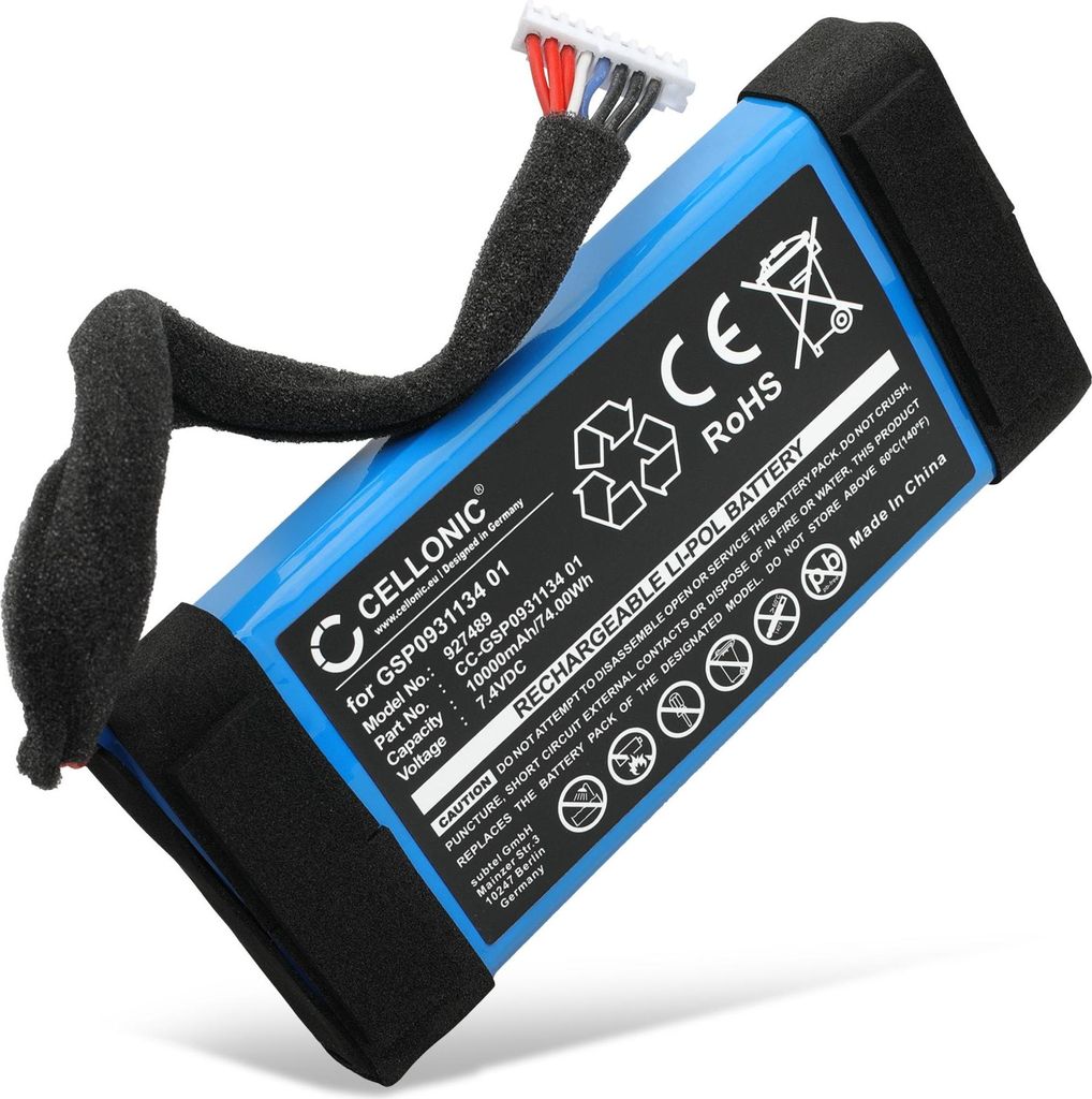 CELLONIC 1x Akku für Lautsprecher Kompatibel mit JBL Boombox 1, GSP0931134 01 - (10000mAh, 7.4V)
