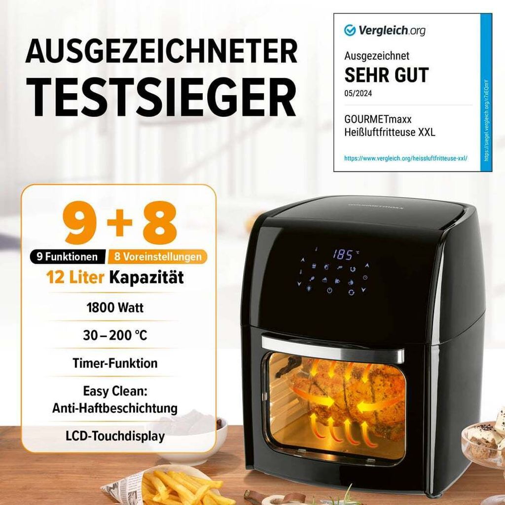 GOURMETmaxx XXL Heißluftfritteuse 12 Liter Fritteuse Produktbild 2