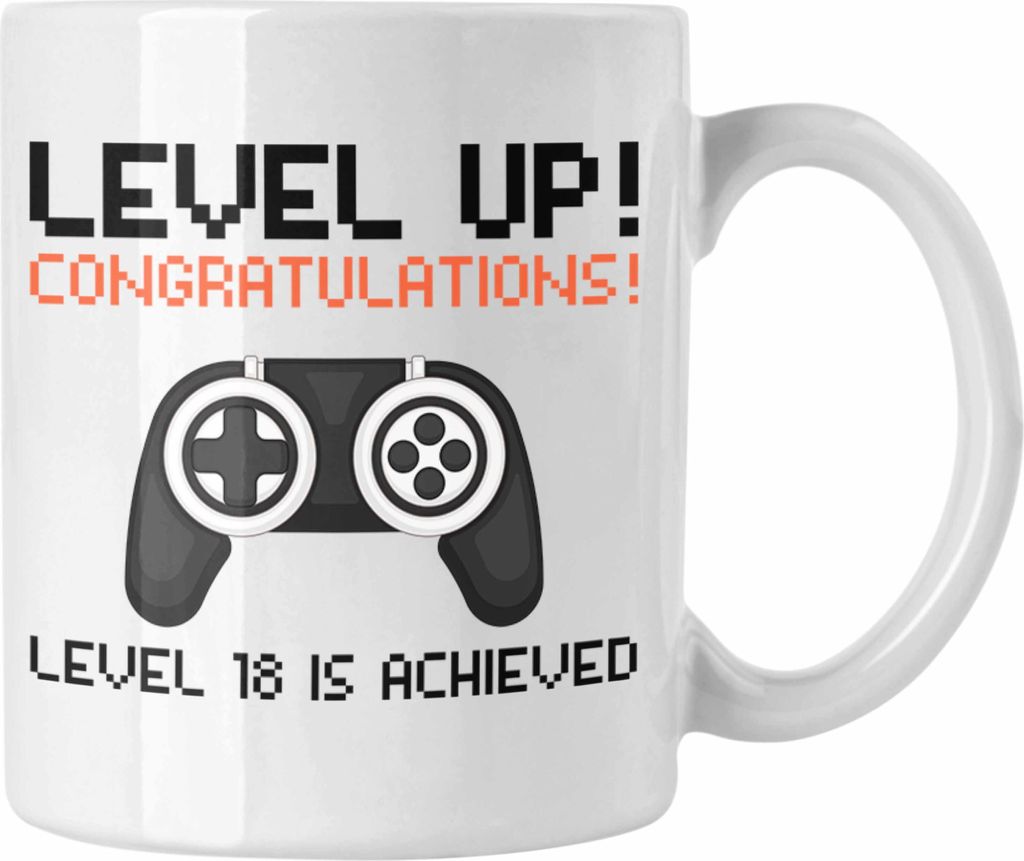 Trendation - 18. Geburtstag Tasse Jungen Jungs Geschenk 18er Geschenkidee 18 Sohn Gamer (Weiß)