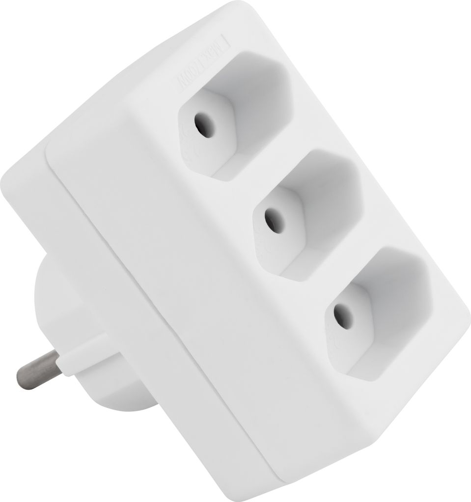 Steckdosenadapter McPower, 3 x Euro, Weiss Produktbild 