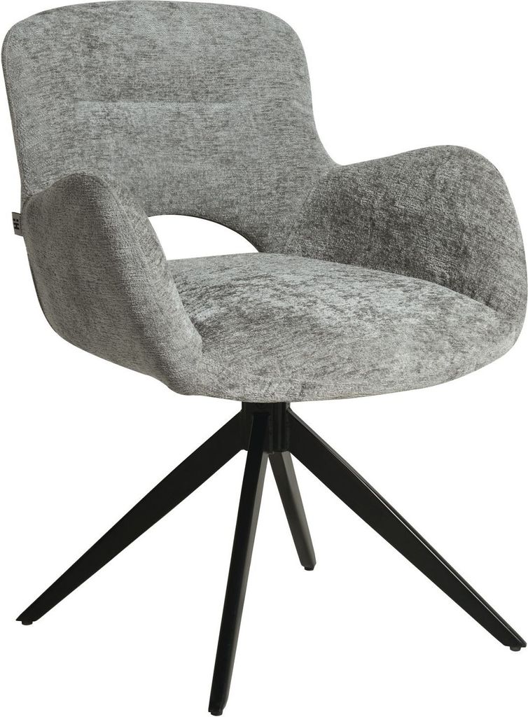 HowHomely THEO Stuhl Grau Stoff – Modernes Design, Stabil, Metallbeine, Komfortabel - mit automatischer Rückstellfunktion