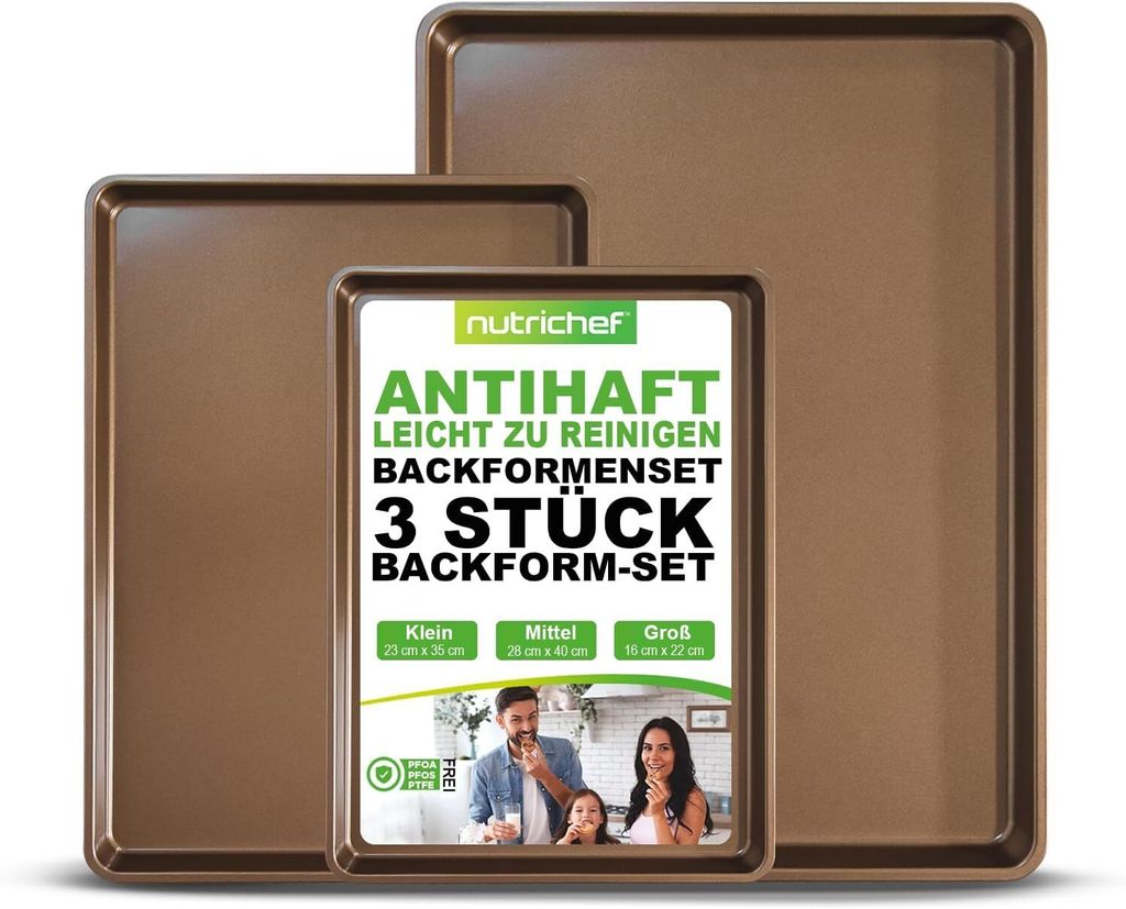 NutriChef Backblech, 3- Teilig- Backbleche, Ofenbleche für Produktbild 