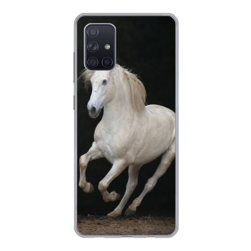 MuchoWow Handyhülle Schutzhülle Hülle für Samsung Galaxy A51 5G Pferde - Schwarz - Porträt Silikon Softcase Handy Hülle - Abbildung