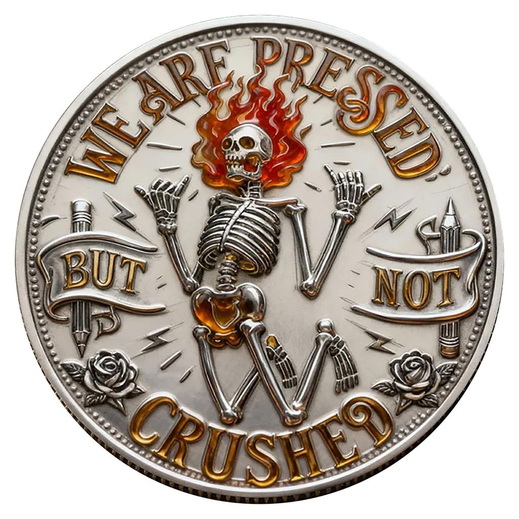 Skelettflammen-Challenge-Coin – Humorvolle Motivationsmünze – Positives Erinnerungsstück für Frauen, Männer, Kollegen, Mitarbeiter und Koll...