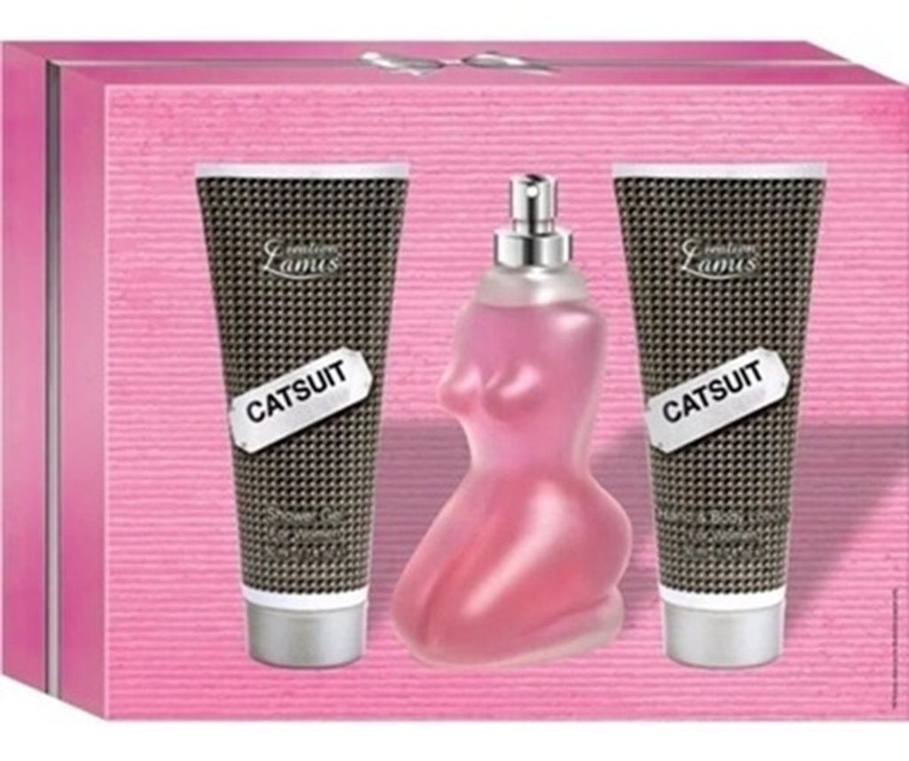 GKA 3er Set Parfüm Catsuit für Woman Damen Parfüm EdT 100 ml Duschgel Lotion orientalisch blumig fruchtig von Creation Lamis Frauenbüste Damenp...