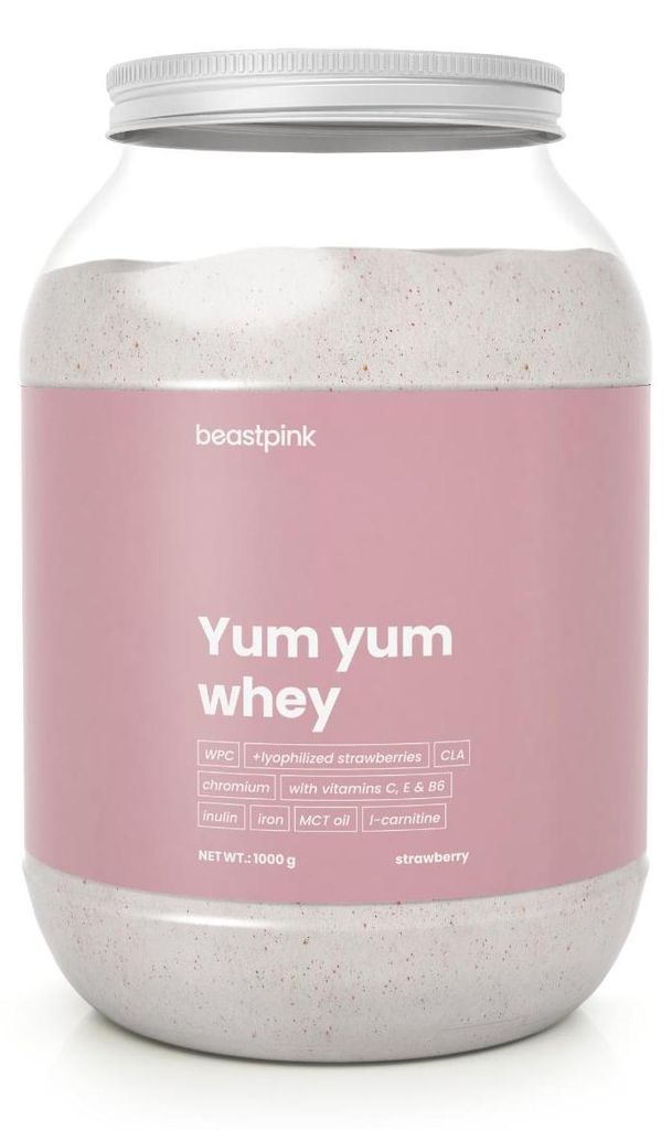 GymBeam - Yum Yum Whey - BeastPink, 1000 g, strawberry Produktbild 