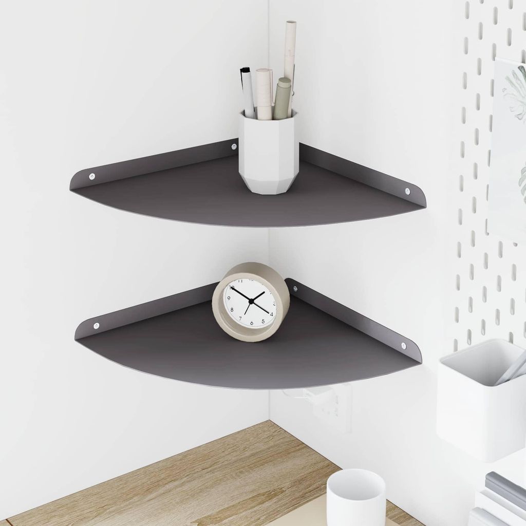 Maison Exclusive - Eckregal zum Schweben mit Regal 2 pcs Schwarz 30 x 30 x 2 cm