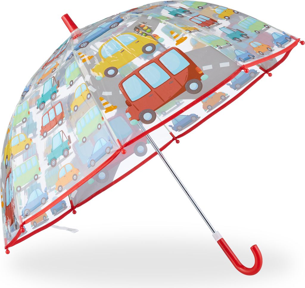 Relaxdays Regenschirm Kinder, Auto-Motiv, Produktbild 