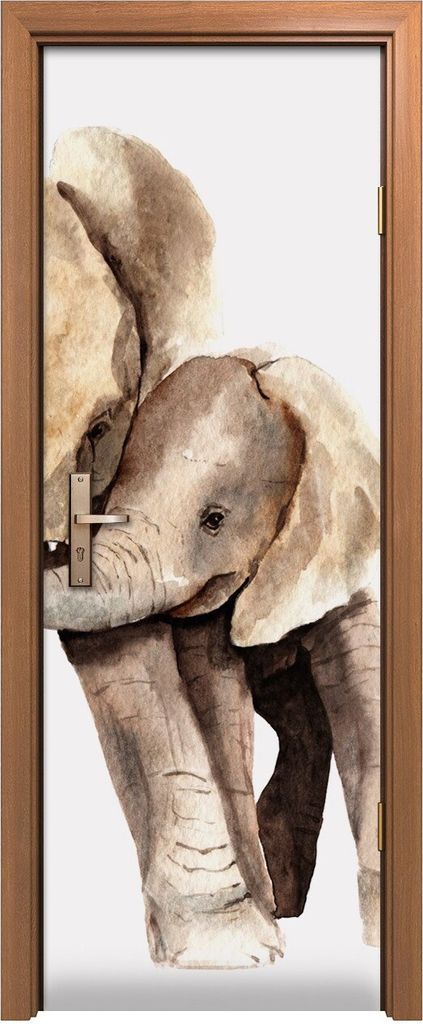 Türposter 70x200 cm Türaufkleber Türtapete Türfolie Klebefolie Tiere Afrikanischer Elefant Skizze