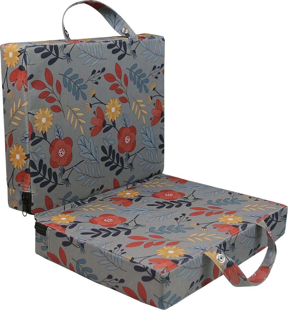 Schutz der Kniepolster Memory Foam Faltblumendruck Knieschaum Matten Haushaltsdarsteller-Grau