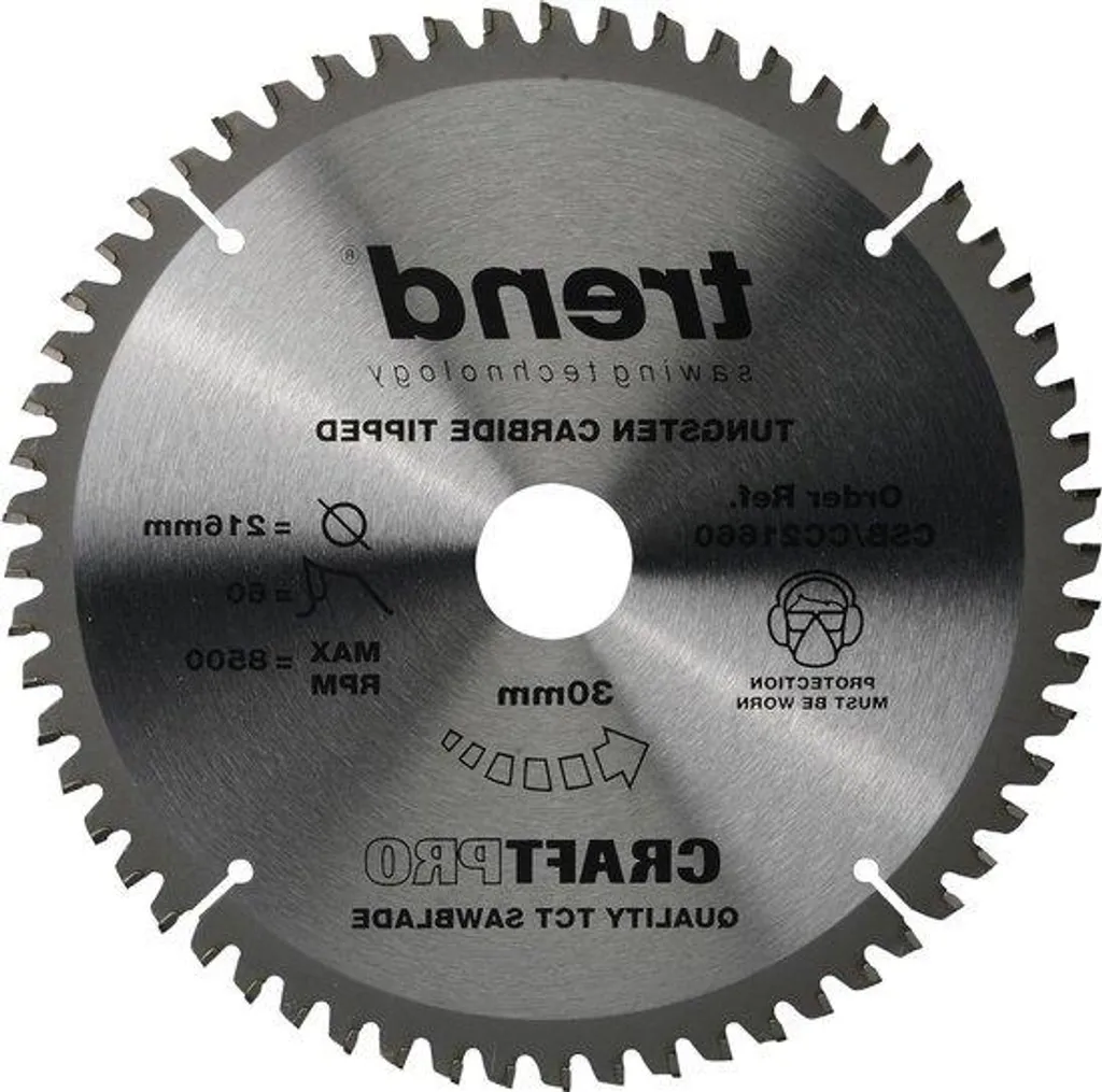 Lame scie circulaire 216 mm carbure 60 dents contre les éclats de bois