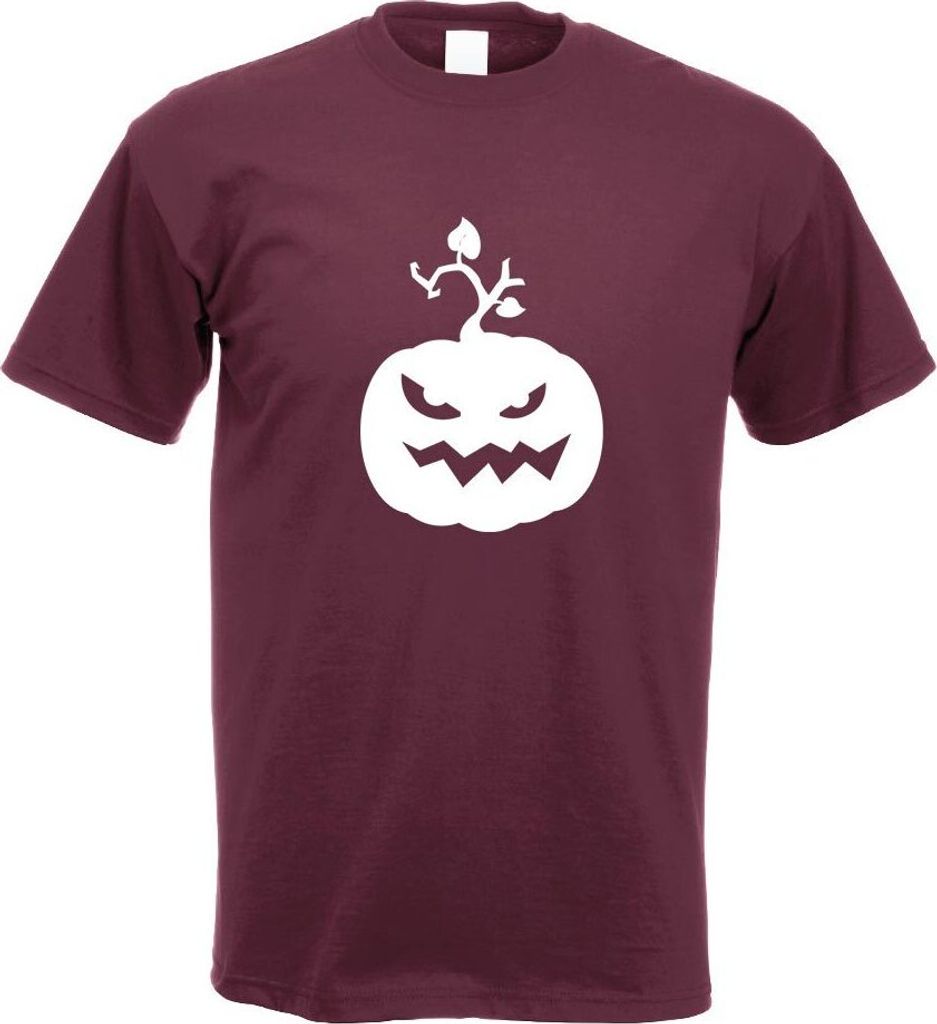 Kiwistar - T-Shirt - Burgund - Evil Pumpkin fies Horror Kürbis Motiv Bedruckt Funshirt Design Print - mit Motiv Bedruckt - Funshirt Design - Sport...