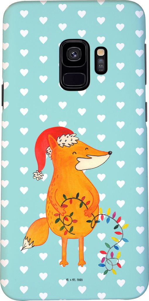 Mr. & Mrs. Panda Samsung Galaxy S9 Handyhülle Fuchs Weihnachten - Türkis Pastell - Geschenk, Cover, Winter, Hülle, Nikolaus, Weihnachtsmann, Hei...