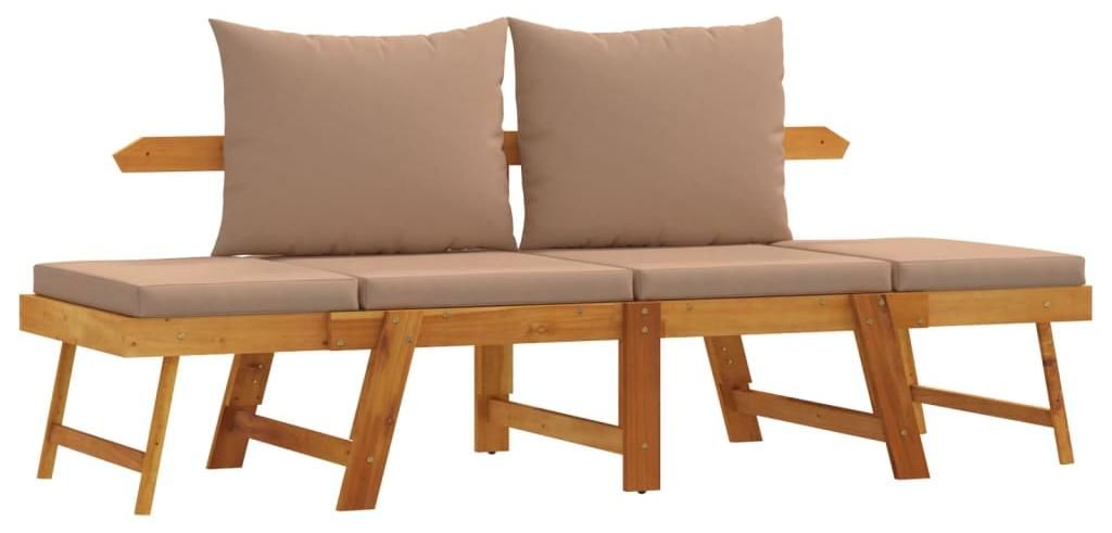 vidaXL Gartenbank mit Kissen 2-in-1 Massivholz Akazie