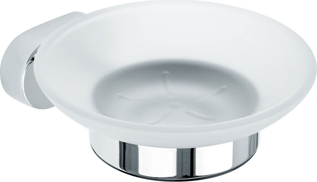 Nicol 7131800 VESTA Wandhalter aus verchromtem Messing mit Glasschale, hochglänzend, einfache Befestigung durch Kleben oder Schrauben