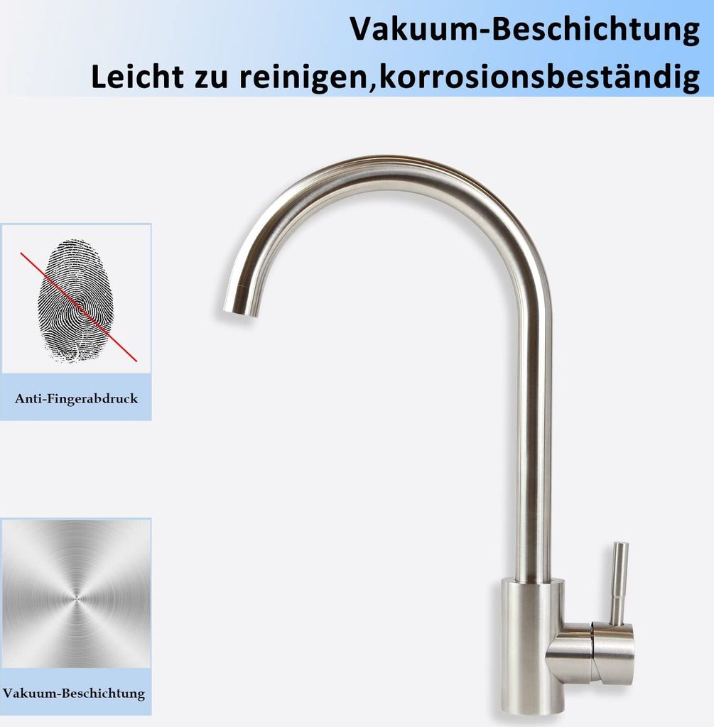 ZMH Wasserhahn Küche Hochdruck Küchenarmatur Armatur Produktbild 6