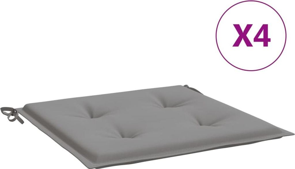 vidaXL Gartenstuhl-Kissen 4 Stk. Grau 50x50x4 cm Oxford-Gewebe