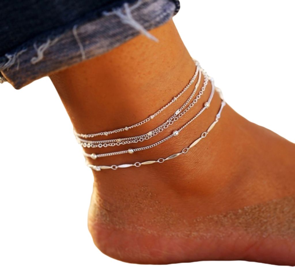 5 Teile/satz Frauen Perlen Charm Kette Fußkettchen Knöchel Armband Strand Barfuß Schmuck