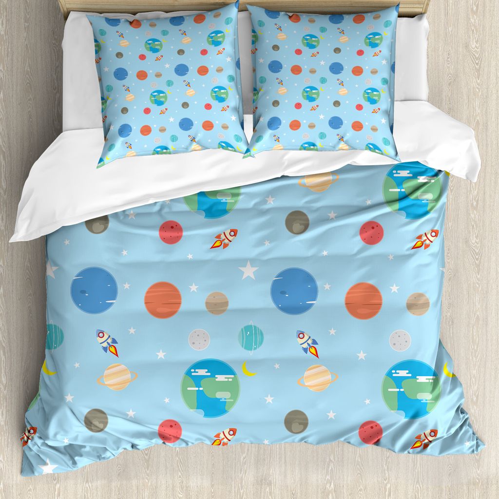ABAKUHAUS Platz Bettbezug Set für Einzelbetten, Buntes Galactic Element, Milbensicher Allergiker geeignet mit Kissenbezug, 155 cm x 220 cm - 80 x ...