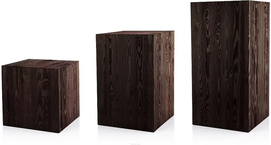 Colonne en bois naturel 40-60-80 cm - Jeu de 3 supports décoratifs chic