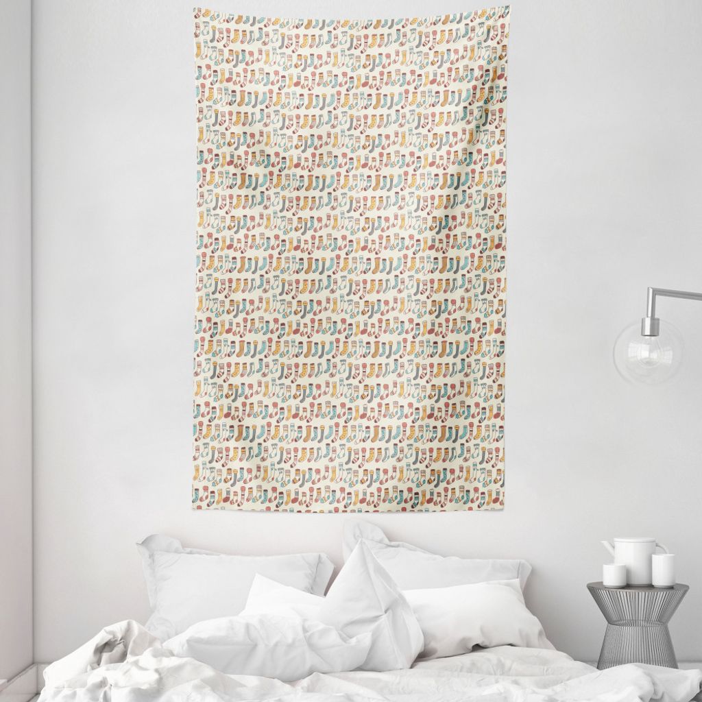 ABAKUHAUS skandinavisch Wandteppich und Tagesdecke, Doodle Socken Pattern aus Weiches Mikrofaser Stoff Waschbar ohne Verblassen Digitaldruck, 140 x...