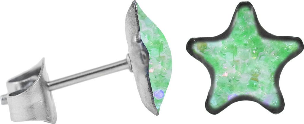 Ohrstecker Chirurgenstahl glitzernder Stern Farbe - Grün