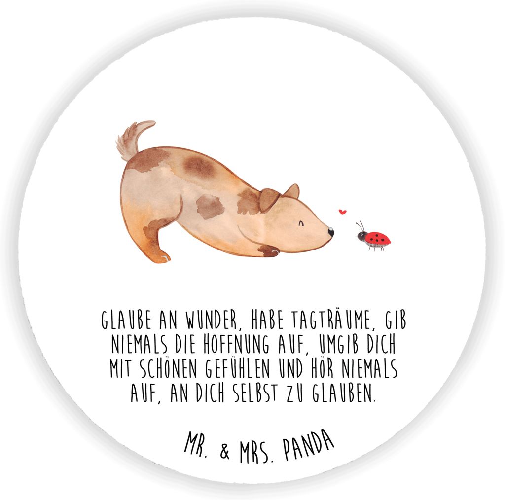 Mr. & Mrs. Panda magnet Hund Marienkäfer - Weiß - Geschenk, Zuversichtlich, pinnwand, Sprüche, Hunde, Mischlinghund, whiteboardmagnet, für pinw...