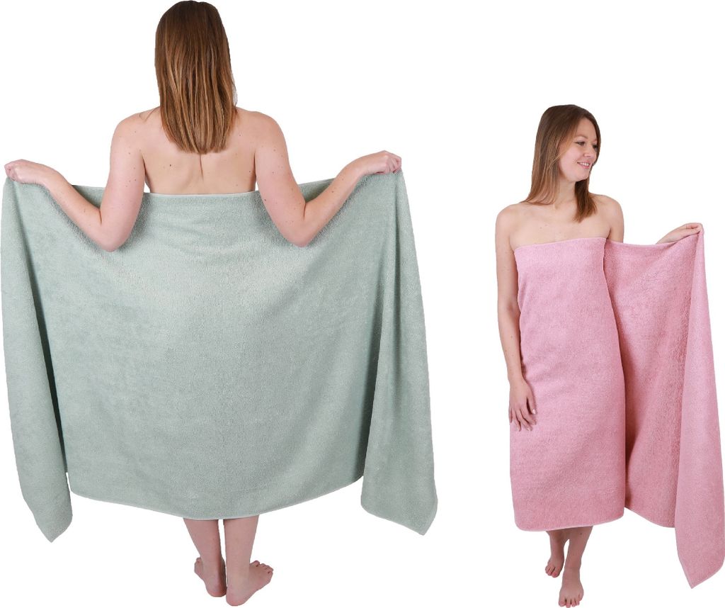 Betz 2 Stück XXL Badetücher 100 x 200 cm BERLIN Saunatücher 100% Baumwolle Farbe – jade-lotus
