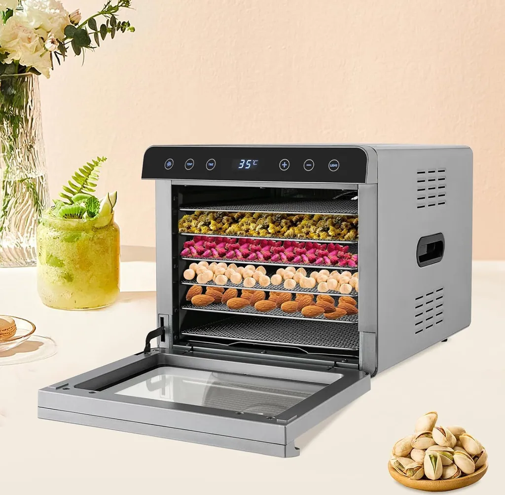 Préparez vos snacks sains avec ce séchoir à fruits inox 6 plateaux 700W