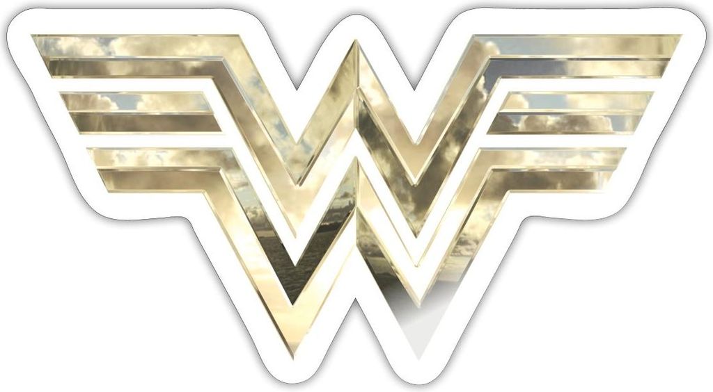 Spreadshirt Wonder Woman 1984 Logo Classic Gold Sticker Aufkleber, 10 x 10 cm, Weiß glänzend