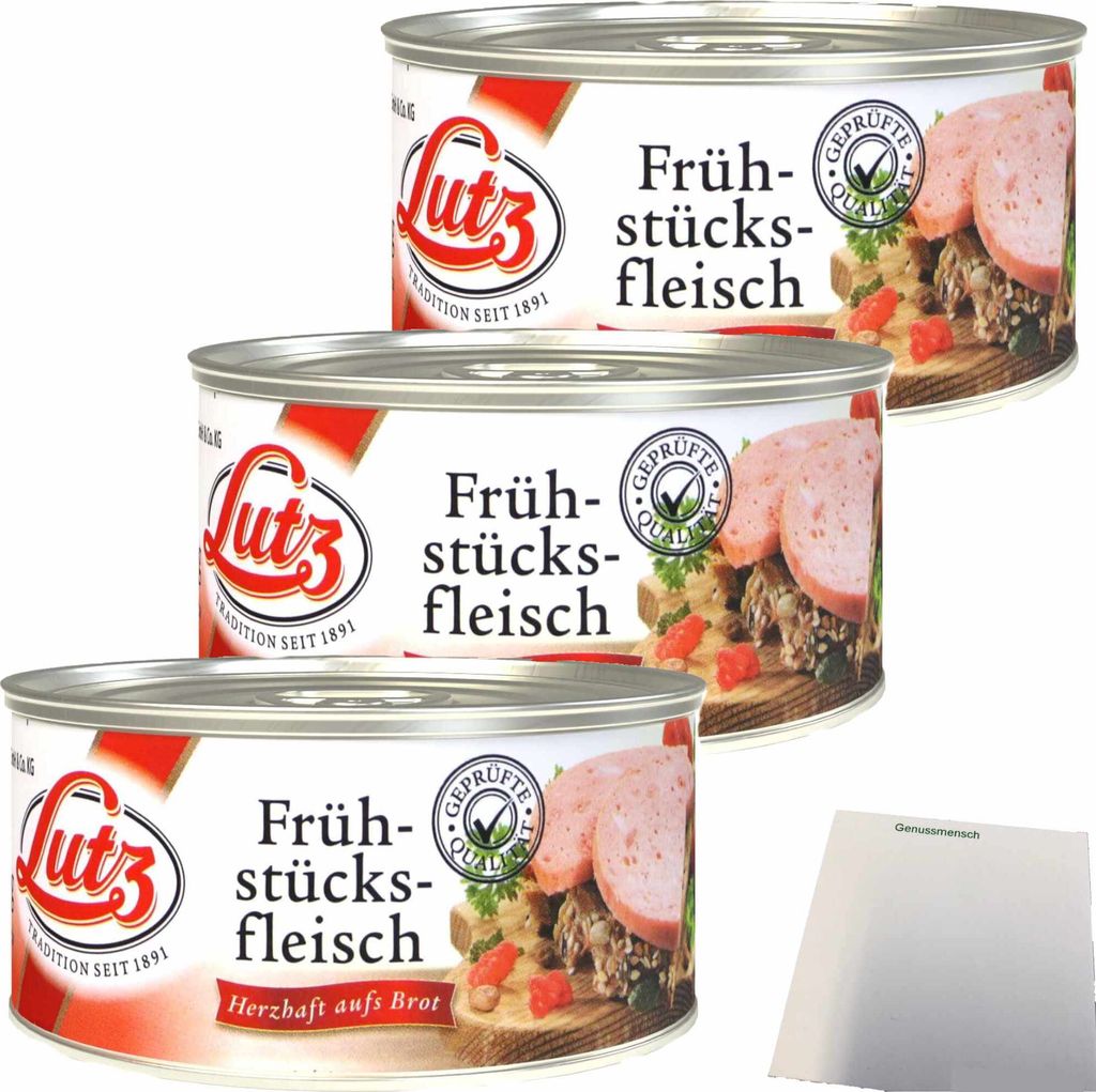 Lutz Frühstücksfleisch 3er Pack (3x125g Dose) + usy Block