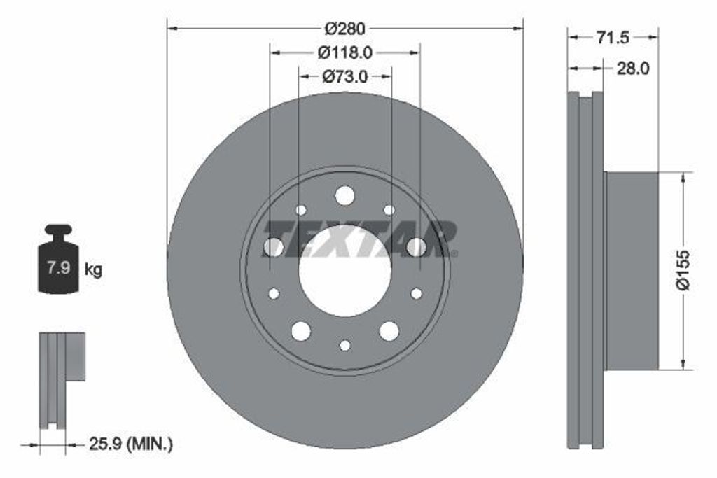 TEXTAR Bremsscheibe Artikel: 92275003