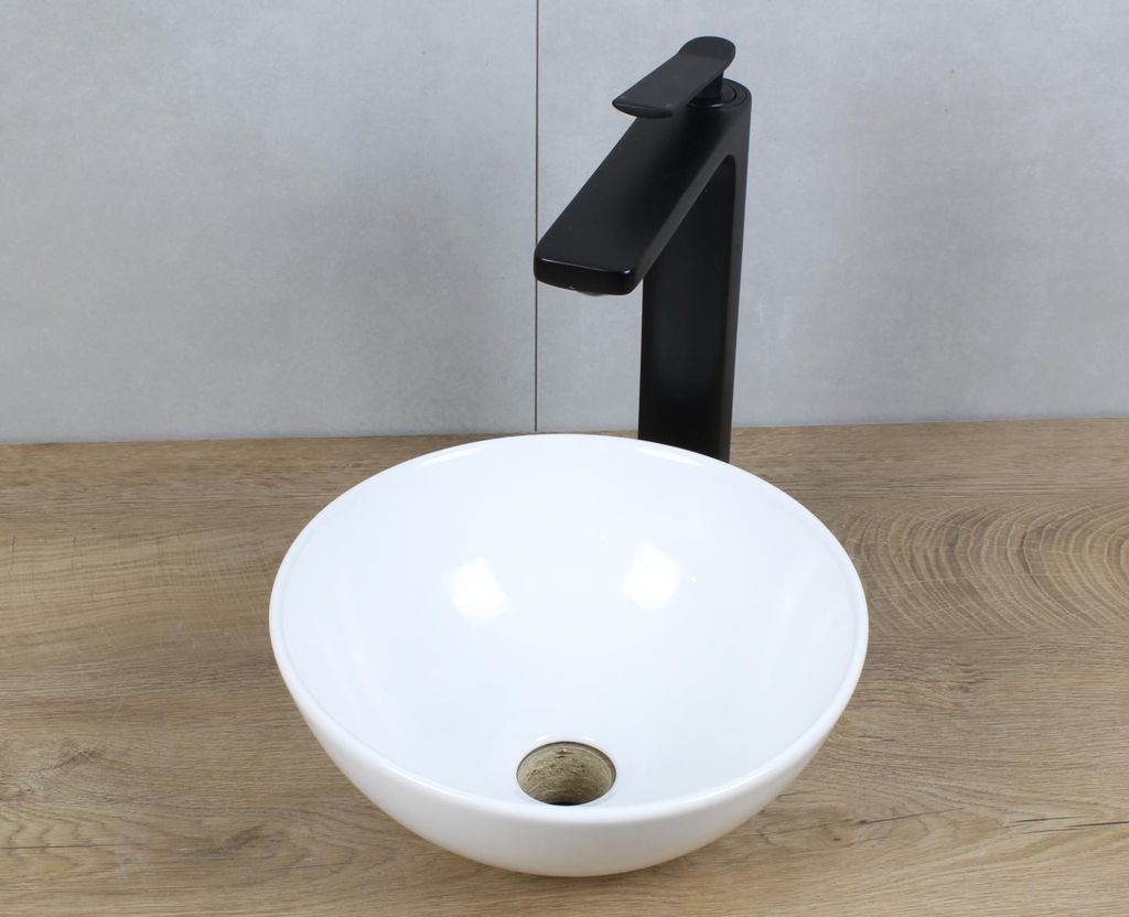 Keramik Waschbecken rund Ø 280 x 116 weiß ohne Überlauf Produktbild 