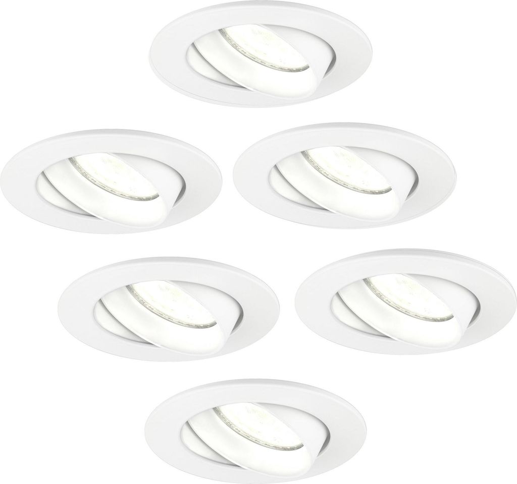 Ledvion 6er Set LED Einbaustrahler Rund Weiss 3W dimmbar Produktbild 