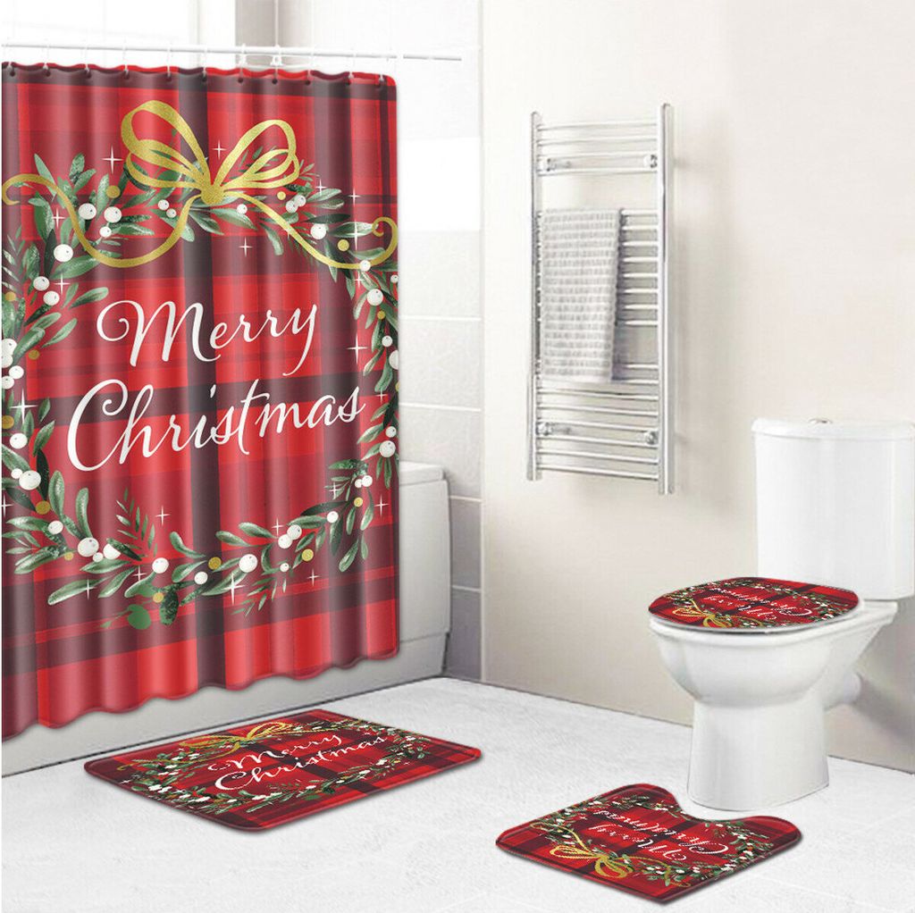 Badezimmer Dusche Vorhang Pedestal Rug Lid Toilette Abdeckung Badewanne Mat Dekor - Typ A