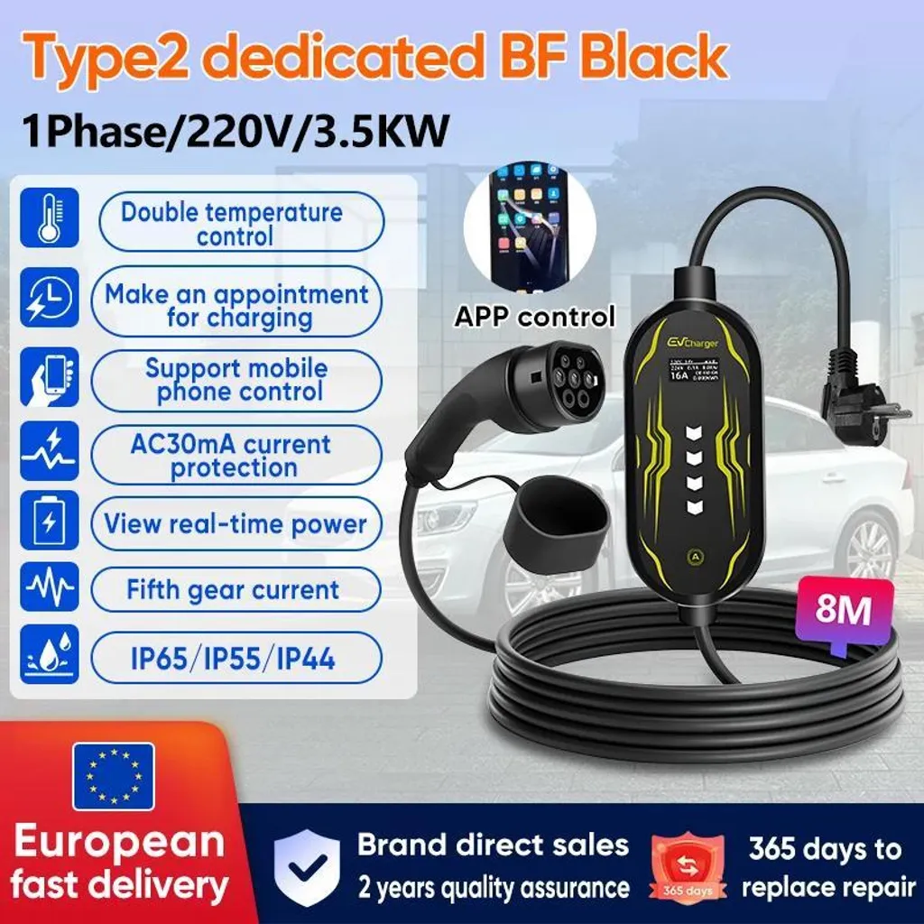 Chargeur véhicule électrique Type 2 AFB 3,5 kW câble 8m avec application - 2