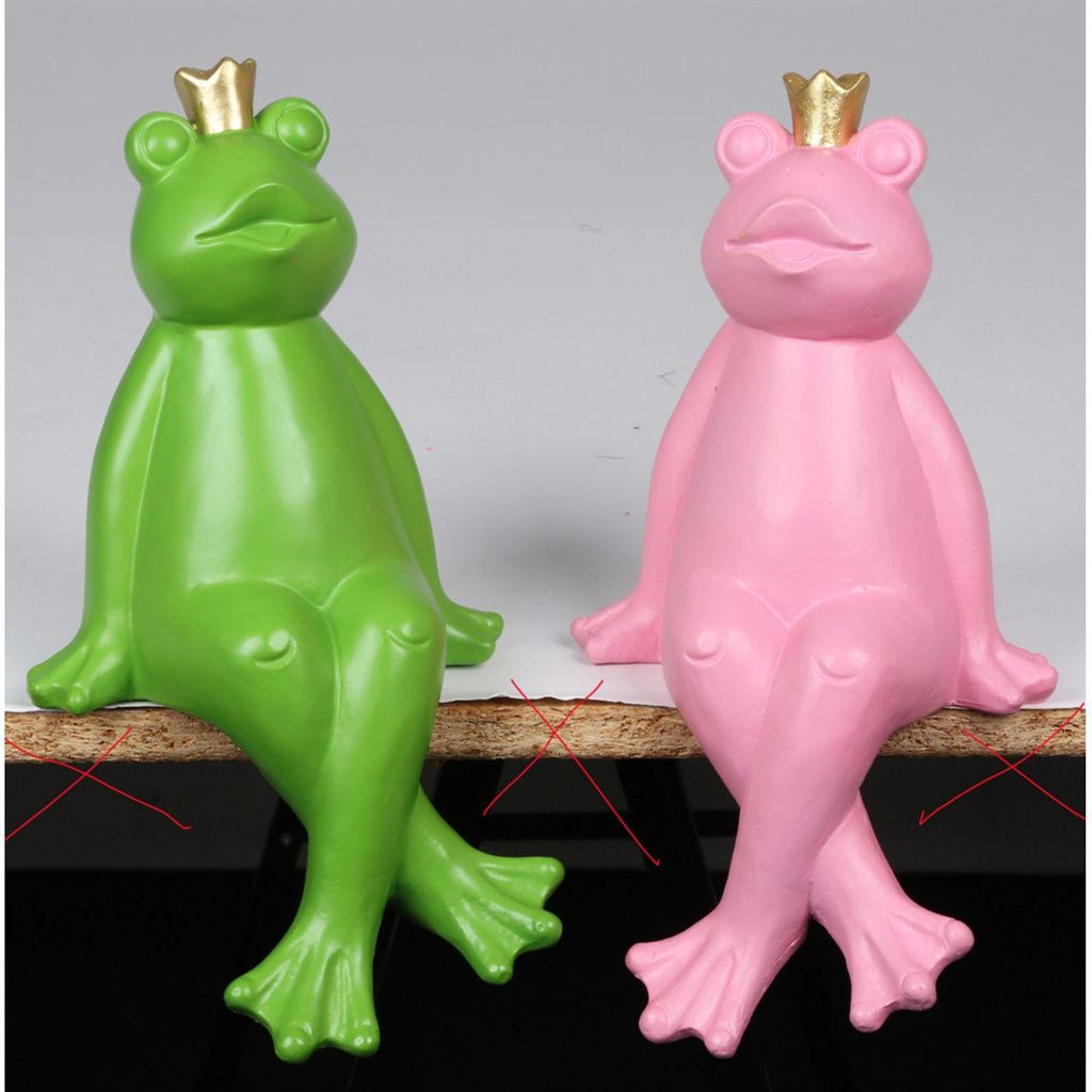 8er Set Kantenhocker Froschkönig aus Polyresin 30 cm – Märchenhafte Deko Figuren für Garten Balkon Fensterbank Regal farbenfrohe Wohnaccessoires