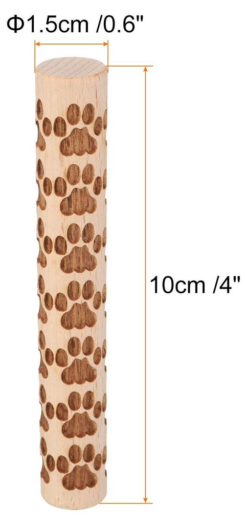 Holz Tonroller 4" Pfotenabdruck Muster Nudelholz Holzrollen T?pferwerkzeuge Holzmaserung Texturroller fš¹r Ton Backen Teig Knete DIY